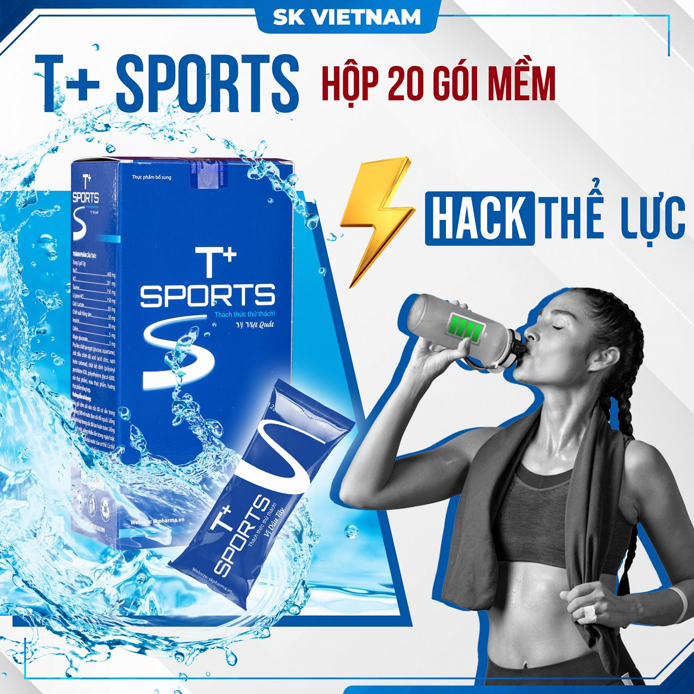 T+Sports Hộp 20 Gói thực phẩm bổ sung năng lượng bù nước bù khoáng bù điện giải tăng sức đề kháng bồi bổ cơ thể