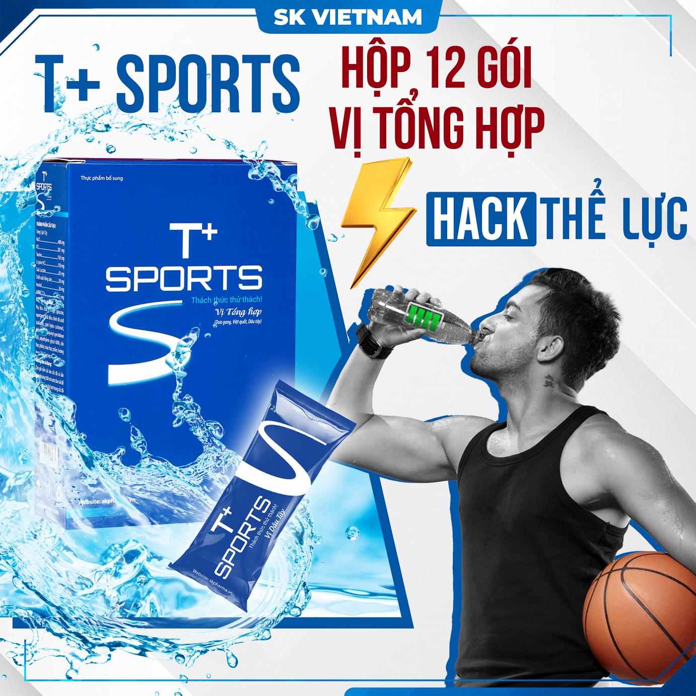 T+Sports Hộp 12 Gói - Thực phẩm bổ sung năng lượng bù nước bù khoáng bù điện giải tăng sức đề kháng bồi bổ cơ thể
