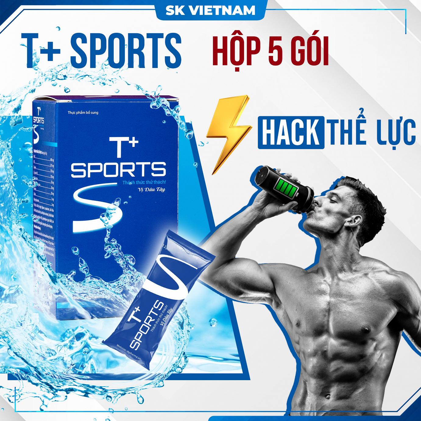 T+Sports Dạng 5 gói - Thực phẩm bổ sung năng lượng bù nước bù khoáng bù điện giải tăng sức đề kháng bồi bổ cơ thể