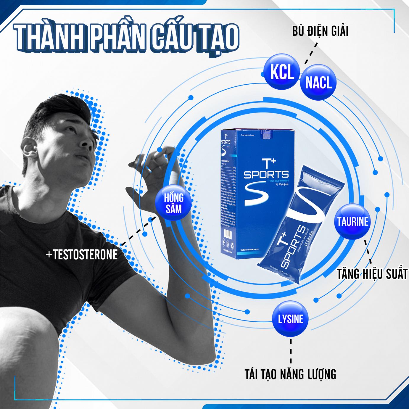 T+Sports Hộp 20 Gói thực phẩm bổ sung năng lượng bù nước bù khoáng bù điện giải tăng sức đề kháng bồi bổ cơ thể
