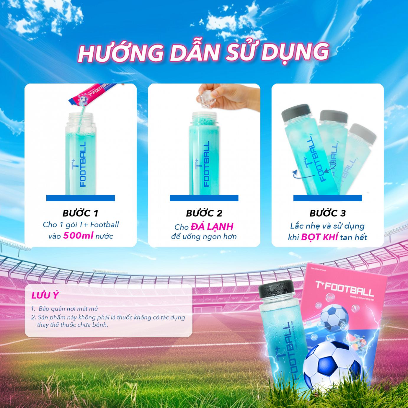 T+Football Hộp 12 Gói - Thực phẩm cho người chơi bóng đá bổ sung năng lượng bù nước bù khoáng bù điện giải tăng sức đề kháng bồi bổ cơ thể